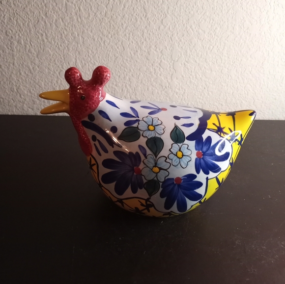 VTG CBK Ceramic Handpainted Floral 8" Rooster Figurine - Picture 3 of 7